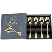 Arthur Price CAVA0011 4 Serving Spoons, Stainless Steel