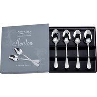 Arthur Price ZAVA0011 Avalon Set 4 Serving Spoons, Stainless Steel