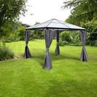 10' x 10' Glendale Peninsula Grey Polycarbonate Garden Gazebo (3m x 3m)