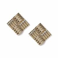 Freedom Gold Square Ridged Stud Earrings