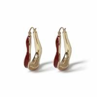 Freedom Gold Enamel Wave Hoop Earrings