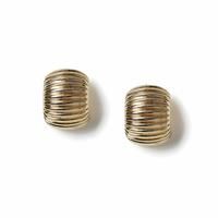 Freedom Yellow Gold Ribbed Rectangle Half Hoop Earrings