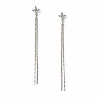Freedom Silver Crystal Long Drop Earrings