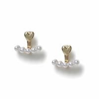 Freedom Yellow Gold Heart Pearl Stud Earrings