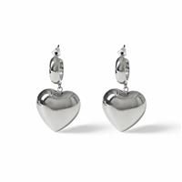 Freedom Silver Thick Heart Hoop Earrings