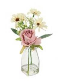 Mini Rose & Daisy Arrangement, Pink & Cream