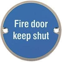 frisco (u.k.) AEC8002 sales limited Door Keep Shut Sign, Stainless Steel, Safety Sign with fixings ,Silver,76mm