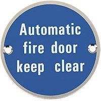 frisco (u.k.) Fire Door Keep Clear Sign, Stainless Steel, 76mm, Safety with fixings, AEC8004, Silver