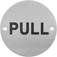 V Safety Fire door /'PULL/' Sign, Stainless Steel, 76mm, Safety Sign with fixings