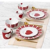 16PC Nordic Red Heart Dinner Set