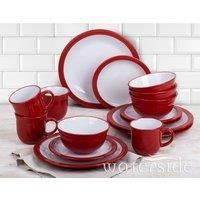 Waterside Fine China 16 Piece Red Camden Dinner Set
