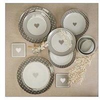 56PC Grey Heart Dinner set - no cutlery