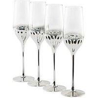 Waterside Platinum Art Deco Champagne Flute Glasses &Ndash; Set Of 4