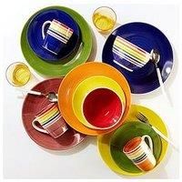 Waterside 24 Piece Rainbow Stripe Dinner Set