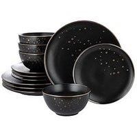 Waterside - 12 Piece Ebony & Gold Dinner Set