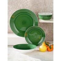 Waterside - 16 Piece Forest Green Spin Wash Dinner Set