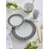 24pc Black Split Stripe Dinner Set