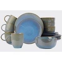 16pc Reactive Glaze Blue Dinner Set