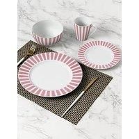 24PC Pastel Pink Stripe Dinner Sets