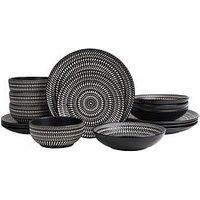 16PC PAD Print Black Dinner Set