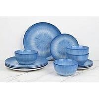 12pc Blue Star Reactive Glaze Dinner Set