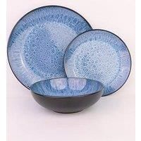 12pc Reactive Glaze Blue Dinner Set