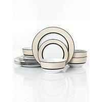 12pc York Cream Band Dinner Set