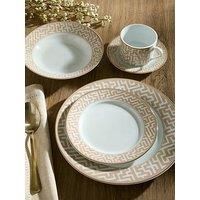 Mosaic Cream & Gold Xmas Porcelain Dinnerware, 20 Pieces
