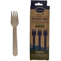 Essential Housewares Wooden Cutlery Fork 24 Pieces
