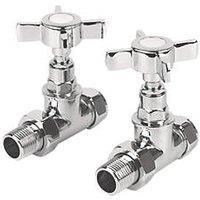 Selene Straight Radiator Valve Chrome Plated 15mm in Pairs 01802