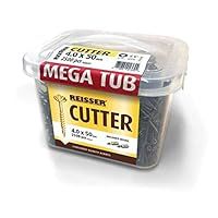Reisser 8221460MT Mega Tub-Cutter Csk Pozi Yellow Woodscrews 4.0 x 60 mm (2000 Pieces) c/w 2 x 25 mm bits