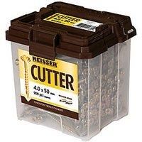 Reisser 8221450PB Cutter Pozi Countersunk Yellow Coated Woodscrew 900-Pieces with 2 PZ2 Bits, 4 mm Diameter x 50 mm Length