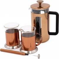 La Cafetiere 3pc Cafetire Gift Set, 8-Cup Cafetire, Frother, Copper Coffee Mugs in Metallic Gold