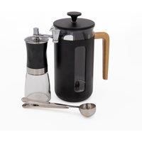 La Cafetière Pisa 8 Cup Black Cafetière, Manual Coffee Grinder, Coffee Measuring Spoon Set