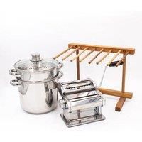 KitchenCraft Deluxe Double Cutter Pasta Machine and Pot with Steamer Set