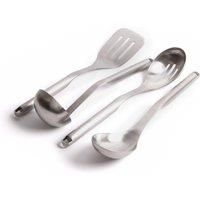 4pc Premium Stainless Steel Utensil Set with Slotted Spoon, Slotted Turner, Cooking Spoon and Ladle