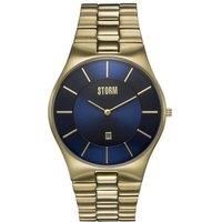 STORM Slim-X XL Watch Men/'s Classic Watch with a Smart Minimalist dial, Ultra Slim Strap and case, Dual Brush and Polished Finish, and Waterproof to 50m with a Date Feature (Gold Blue)