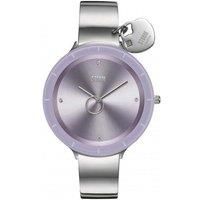 STORM LIANA LAVENDER women/'s watch with oversized Edge to Edge dial, heart charm, crystal number markers and rotating ring second hand on a polished band