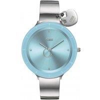 STORM Liana Aqua Women/'s Watch with Oversized Edge to Edge dial, Heart Charm, Crystal Number Markers and Rotating Ring Second Hand on a Polished Band
