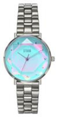 STORM ELEXI Lazer Aqua Watch with Unique Cut Glass dial and Two-Tone Brushed/Polished Stainless Steel Strap, Water Resistant to 50m
