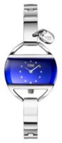 STORM Temptress Charm Lazer Blue - Sleek Edge-to-Edge Glass for a Modern Look, Delicate Heart Charm for a Touch of Elegance, Polished Stainless Steel for a Timeless and Durable Finish.