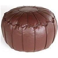 Moroccan Piped Faux Leather Pouffe