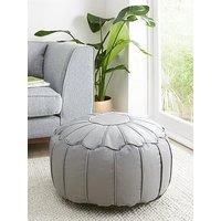 Moroccan Piped Faux Leather Pouffe