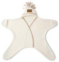 Clair de Lune | Star Fleece Baby Wrap Blanket | Swaddle | Great for Travel Strollers, Prams and Car Seats | 0-6 Months – (Cream)