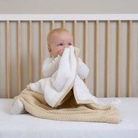 Clair de Lune Organic Knit Sherpa Baby Soft & Cosy Pram/Car Seat Blanket 70 x 100 cm (Cream)