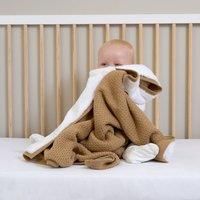 Clair de Lune Organic Knit Sherpa Baby Soft & Cosy Pram/Car Seat Blanket 70 x 100 cm (Biscuit)