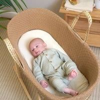 Clair de Lune Organic Knitted Palm Moses Basket, Comes With Natural Palm Basket, Organic Knitted Dressing and Natural Bamboo Mattress 75 x 28 cm (Biscuit)