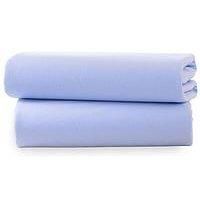 Clair de Lune Cot Bed Cotton Jersey Fitted Sheets (Pack of 2, Blue)