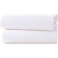 Clair de Lune Cot Bed Cotton Jersey Fitted Sheets (Pack of 2, White)