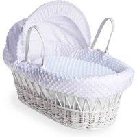 4 baby 4Baby Padded White Wicker Moses Basket & Rocking Stand - White Dimple